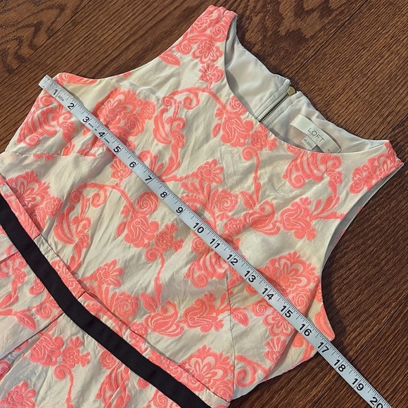 Loft petite SILK jacquard textured Sleeveless mini dress neon pink cream A line - Picture 10 of 14